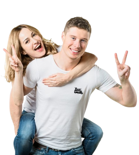 Happy couple after a stress-free move with Fast Movers