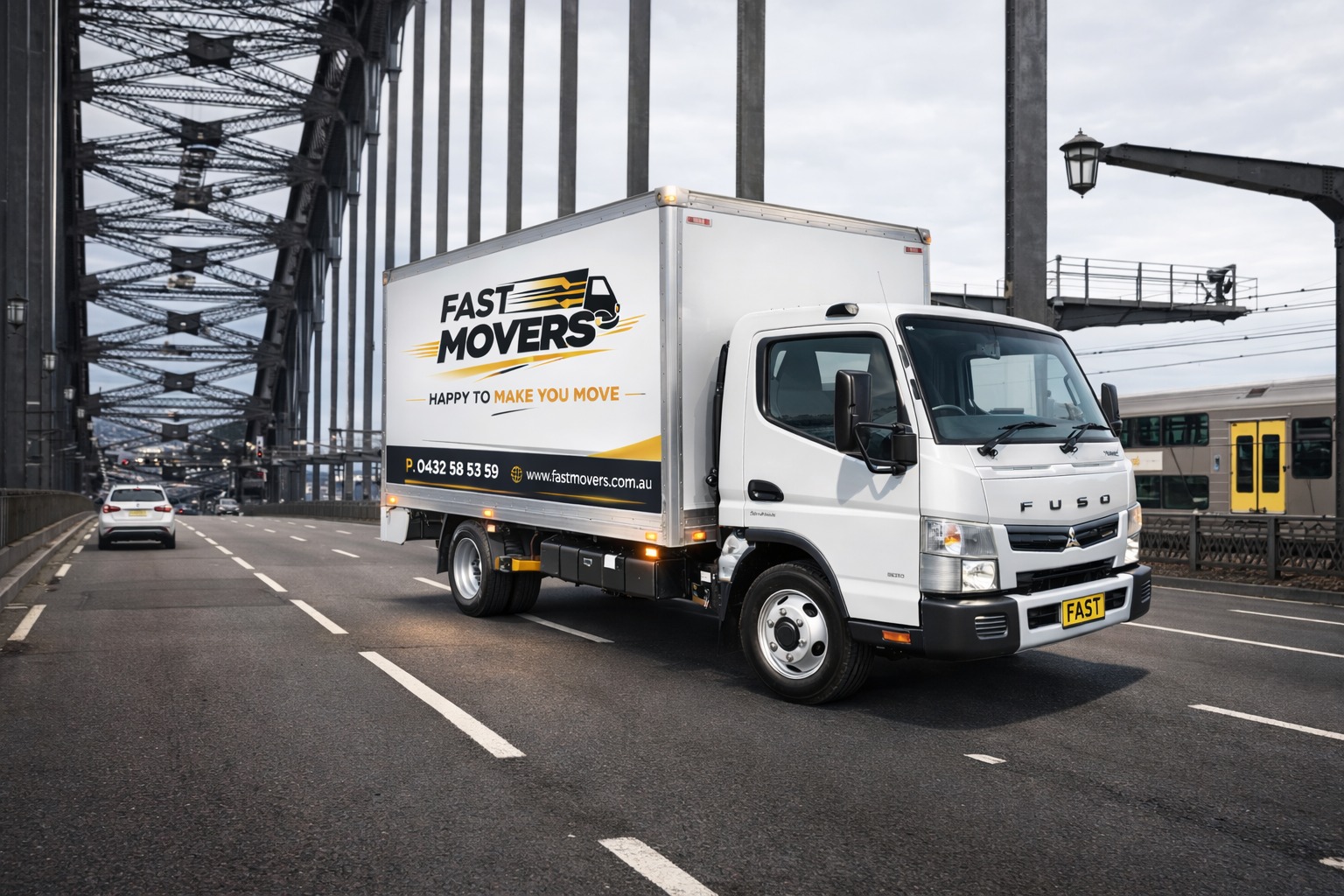 Fast Movers truck crossing Sydney Harbour Bridge